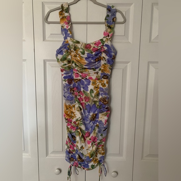 Lulu's Floral Ruched Mini Dress - Picture 4 of 8